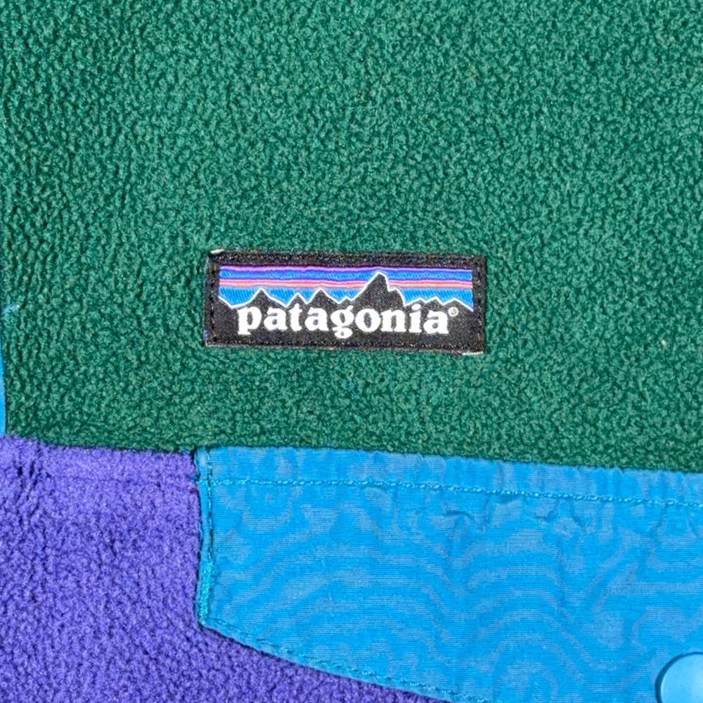 Patagonia Synchilla Sweater Mens SMALL Green Colorblock Hoodie Fleece Pullover - Picture 4 of 11